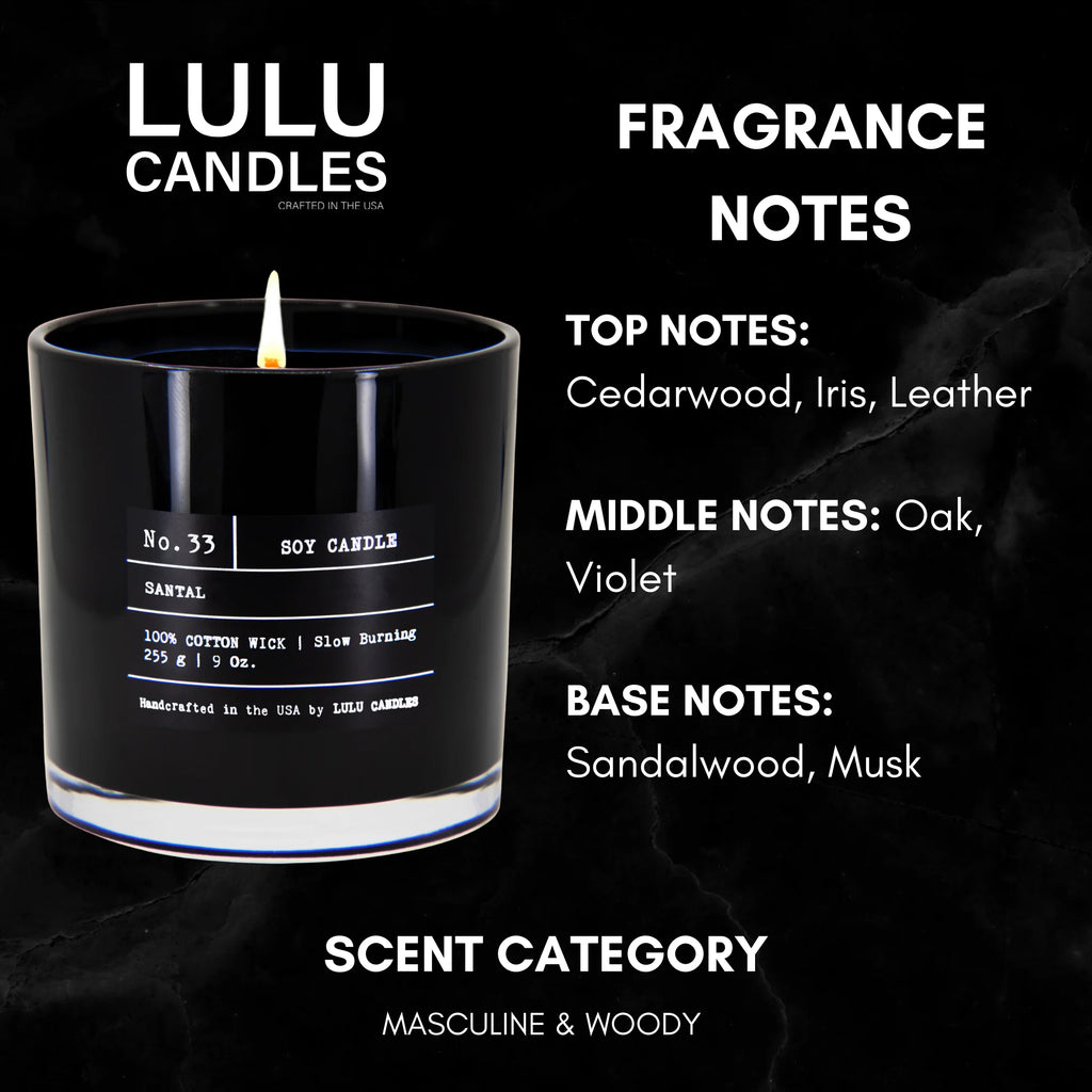 Santal Luxury Soy Candle – Hand-Poured in the USA | 9oz Highly Scented Jar Candle for Home Fragrance & Modern Decor